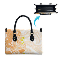 Orange Hawaii Shark Tattoo Leather Bag Puakenikeni Lei Plumeria Polynesian Pattern