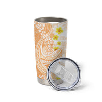 Orange Hawaii Shark Tattoo Tumbler Cup Puakenikeni Lei Plumeria Polynesian Pattern