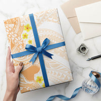 Orange Hawaii Shark Tattoo Wrapping Paper Puakenikeni Lei Plumeria Polynesian Pattern