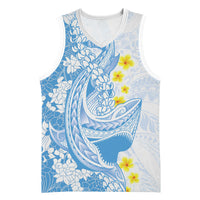 Blue Hawaii Shark Tattoo Basketball Jersey Puakenikeni Lei Plumeria Polynesian Pattern