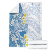 Blue Hawaii Shark Tattoo Blanket Puakenikeni Lei Plumeria Polynesian Pattern