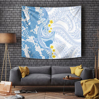 Blue Hawaii Shark Tattoo Tapestry Puakenikeni Lei Plumeria Polynesian Pattern LT14 Blue - Polynesian Pride