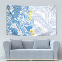 Blue Hawaii Shark Tattoo Tapestry Puakenikeni Lei Plumeria Polynesian Pattern LT14 - Polynesian Pride