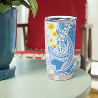 Blue Hawaii Shark Tattoo Tumbler Cup Puakenikeni Lei Plumeria Polynesian Pattern