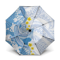 Blue Hawaii Shark Tattoo Umbrella Puakenikeni Lei Plumeria Polynesian Pattern LT14 One Size Folded 11.42 inch Opened Diameter 37.4 inch Blue - Polynesian Pride