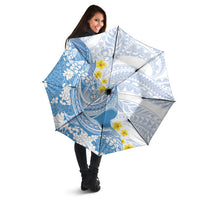 Blue Hawaii Shark Tattoo Umbrella Puakenikeni Lei Plumeria Polynesian Pattern LT14 - Polynesian Pride