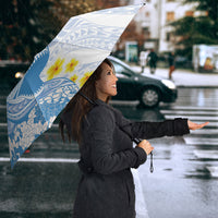 Blue Hawaii Shark Tattoo Umbrella Puakenikeni Lei Plumeria Polynesian Pattern LT14 - Polynesian Pride