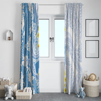 Blue Hawaii Shark Tattoo Window Curtain Puakenikeni Lei Plumeria Polynesian Pattern LT14 - Polynesian Pride