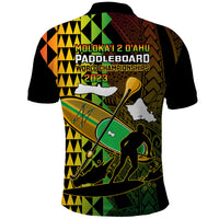 Paddle Board Hawaii Polo Shirt Molokai 2 Oahu World Championships Kakau Pattern LT14 - Polynesian Pride