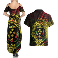 Reggae Kosrae Liberation Day Couples Matching Summer Maxi Dress and Hawaiian Shirt September 8 Polynesian Tattoo - Polynesian Pride