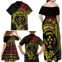 Reggae Kosrae Liberation Day Family Matching Off Shoulder Maxi Dress and Hawaiian Shirt September 8 Polynesian Tattoo - Polynesian Pride