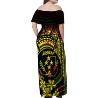 Reggae Kosrae Liberation Day Family Matching Off Shoulder Maxi Dress and Hawaiian Shirt September 8 Polynesian Tattoo - Polynesian Pride