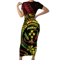 Reggae Kosrae Liberation Day Family Matching Short Sleeve Bodycon Dress and Hawaiian Shirt September 8 Polynesian Tattoo - Polynesian Pride
