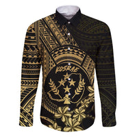 Gold Kosrae Liberation Day Family Matching Puletasi and Hawaiian Shirt September 8 Polynesian Tattoo - Polynesian Pride