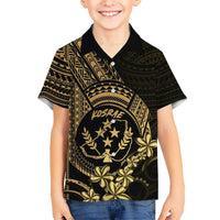 Gold Kosrae Liberation Day Kid Hawaiian Shirt September 8 Polynesian Tattoo - Polynesian Pride