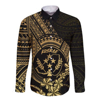 Gold Kosrae Liberation Day Long Sleeve Button Shirt September 8 Polynesian Tattoo - Polynesian Pride