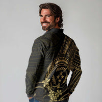Gold Kosrae Liberation Day Long Sleeve Polo Shirt September 8 Polynesian Tattoo - Polynesian Pride