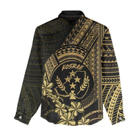 Gold Kosrae Liberation Day Women Casual Shirt September 8 Polynesian Tattoo - Polynesian Pride