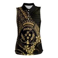 Gold Kosrae Liberation Day Women Sleeveless Polo Shirt September 8 Polynesian Tattoo - Polynesian Pride