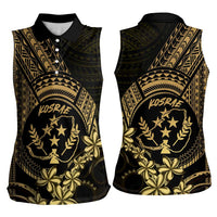 Gold Kosrae Liberation Day Women Sleeveless Polo Shirt September 8 Polynesian Tattoo - Polynesian Pride