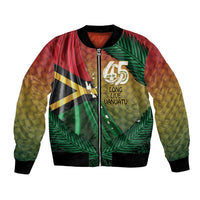 Personalised Long Live Vanuatu Independence Day Bomber Jacket 45th Anniversary Woven Pattern - Polynesian Pride