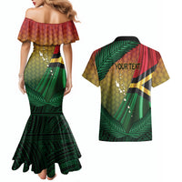 Personalised Long Live Vanuatu Independence Day Couples Matching Mermaid Dress and Hawaiian Shirt 46th Anniversary Woven Pattern LT14 - Polynesian Pride