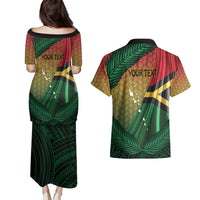 Personalised Long Live Vanuatu Independence Day Couples Matching Puletasi and Hawaiian Shirt 46th Anniversary Woven Pattern LT14 - Polynesian Pride
