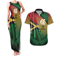 Personalised Long Live Vanuatu Independence Day Couples Matching Tank Maxi Dress and Hawaiian Shirt 46th Anniversary Woven Pattern LT14 Reggae - Polynesian Pride