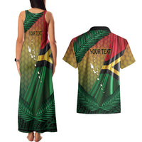 Personalised Long Live Vanuatu Independence Day Couples Matching Tank Maxi Dress and Hawaiian Shirt 46th Anniversary Woven Pattern LT14 - Polynesian Pride