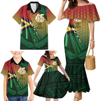 Personalised Long Live Vanuatu Independence Day Family Matching Mermaid Dress and Hawaiian Shirt 45th Anniversary Woven Pattern - Polynesian Pride