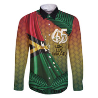 Personalised Long Live Vanuatu Independence Day Family Matching Off The Shoulder Long Sleeve Dress and Hawaiian Shirt 45th Anniversary Woven Pattern - Polynesian Pride