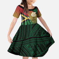 Personalised Long Live Vanuatu Independence Day Family Matching Off Shoulder Maxi Dress and Hawaiian Shirt 46th Anniversary Woven Pattern LT14 Daughter's Dress Reggae - Polynesian Pride