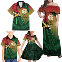 Personalised Long Live Vanuatu Independence Day Family Matching Off Shoulder Maxi Dress and Hawaiian Shirt 46th Anniversary Woven Pattern LT14 - Polynesian Pride