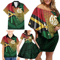 Personalised Long Live Vanuatu Independence Day Family Matching Off Shoulder Short Dress and Hawaiian Shirt 46th Anniversary Woven Pattern LT14 - Polynesian Pride