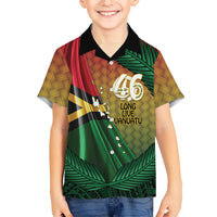 Personalised Long Live Vanuatu Independence Day Family Matching Off Shoulder Short Dress and Hawaiian Shirt 46th Anniversary Woven Pattern LT14 Son's Shirt Reggae - Polynesian Pride