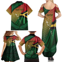 Personalised Long Live Vanuatu Independence Day Family Matching Summer Maxi Dress and Hawaiian Shirt 46th Anniversary Woven Pattern LT14 - Polynesian Pride