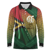 Personalised Long Live Vanuatu Independence Day Long Sleeve Polo Shirt 46th Anniversary Woven Pattern LT14 Reggae - Polynesian Pride