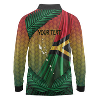 Personalised Long Live Vanuatu Independence Day Long Sleeve Polo Shirt 46th Anniversary Woven Pattern LT14 - Polynesian Pride