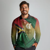 Personalised Long Live Vanuatu Independence Day Long Sleeve Polo Shirt 46th Anniversary Woven Pattern LT14 - Polynesian Pride
