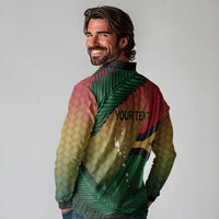 Personalised Long Live Vanuatu Independence Day Long Sleeve Polo Shirt 46th Anniversary Woven Pattern LT14 - Polynesian Pride