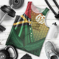 Personalised Long Live Vanuatu Independence Day Men Tank Top 45th Anniversary Woven Pattern - Polynesian Pride