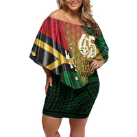 Personalised Long Live Vanuatu Independence Day Off Shoulder Short Dress 45th Anniversary Woven Pattern - Polynesian Pride