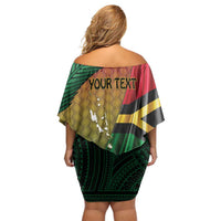Personalised Long Live Vanuatu Independence Day Off Shoulder Short Dress 45th Anniversary Woven Pattern - Polynesian Pride