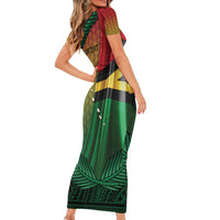 Personalised Long Live Vanuatu Independence Day Short Sleeve Bodycon Dress 46th Anniversary Woven Pattern LT14 - Polynesian Pride