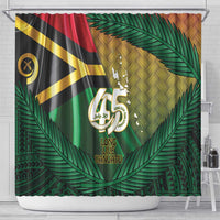 Long Live Vanuatu Independence Day Shower Curtain 45th Anniversary Woven Pattern - Polynesian Pride