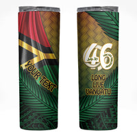 Personalised Long Live Vanuatu Independence Day Skinny Tumbler 46th Anniversary Woven Pattern LT14 Reggae - Polynesian Pride