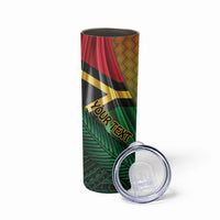 Personalised Long Live Vanuatu Independence Day Skinny Tumbler 46th Anniversary Woven Pattern LT14 - Polynesian Pride