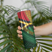 Personalised Long Live Vanuatu Independence Day Skinny Tumbler 46th Anniversary Woven Pattern LT14 - Polynesian Pride