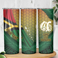 Personalised Long Live Vanuatu Independence Day Skinny Tumbler 46th Anniversary Woven Pattern LT14 - Polynesian Pride