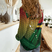 Personalised Long Live Vanuatu Independence Day Women Casual Shirt 46th Anniversary Woven Pattern LT14 - Polynesian Pride